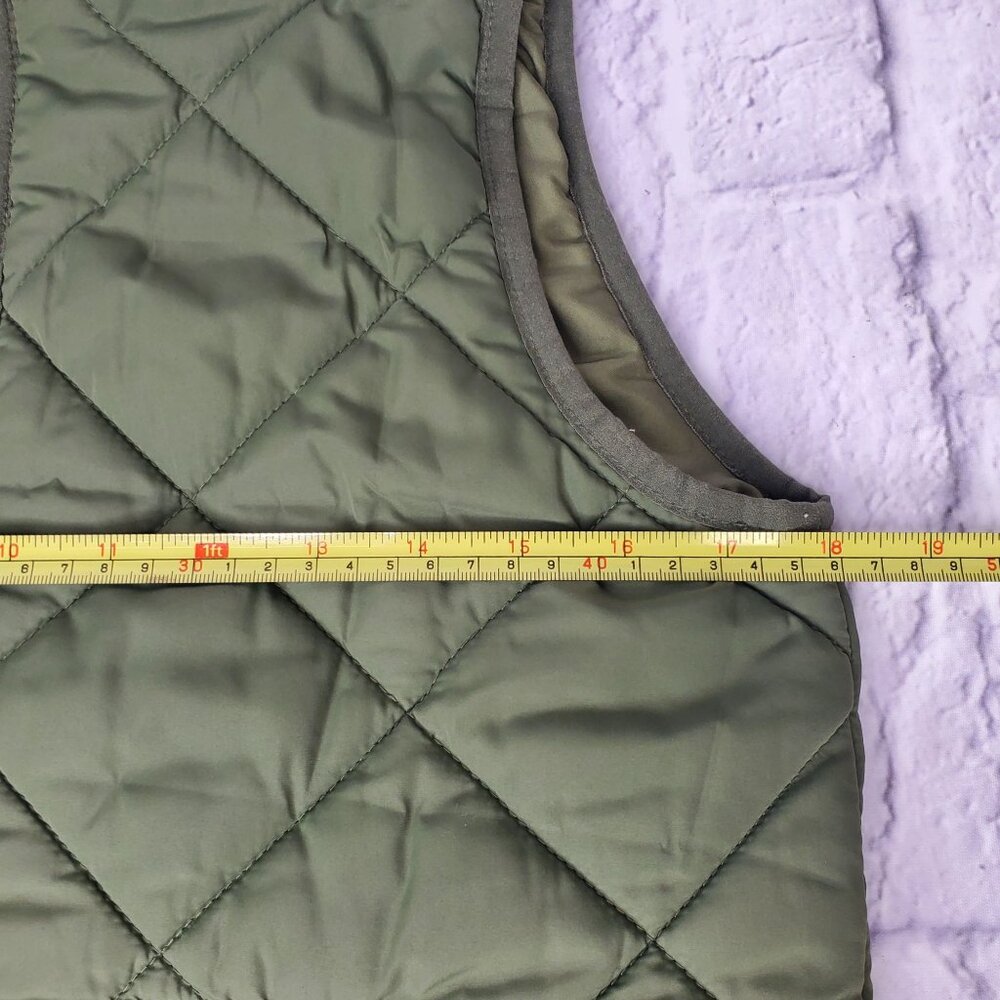 J. Crew Mercantile Womens Quilted Puffer Vest Sz XS Olive Green Full Zip VGC - Picture 7 of 10